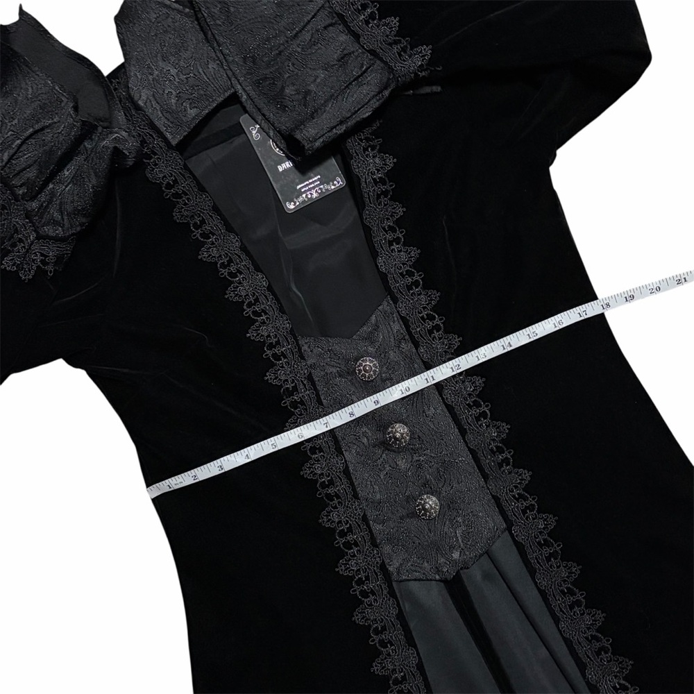 DARK IN LOVE NWT Black Velvet Lace Bell Sleeve Button Front Jacket - Picture 9 of 14